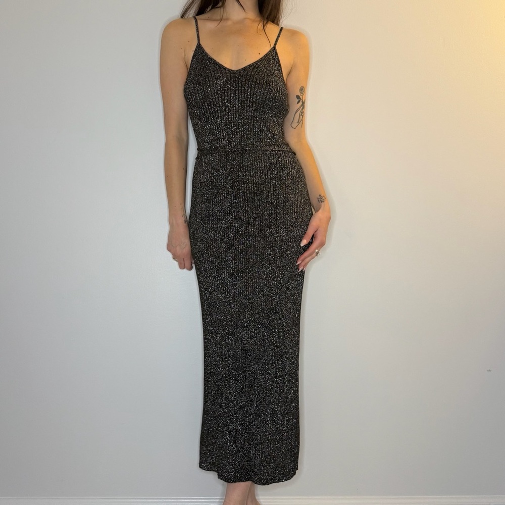Proenza Schouler White Label Open Back Metallic Maxi Dress (small)